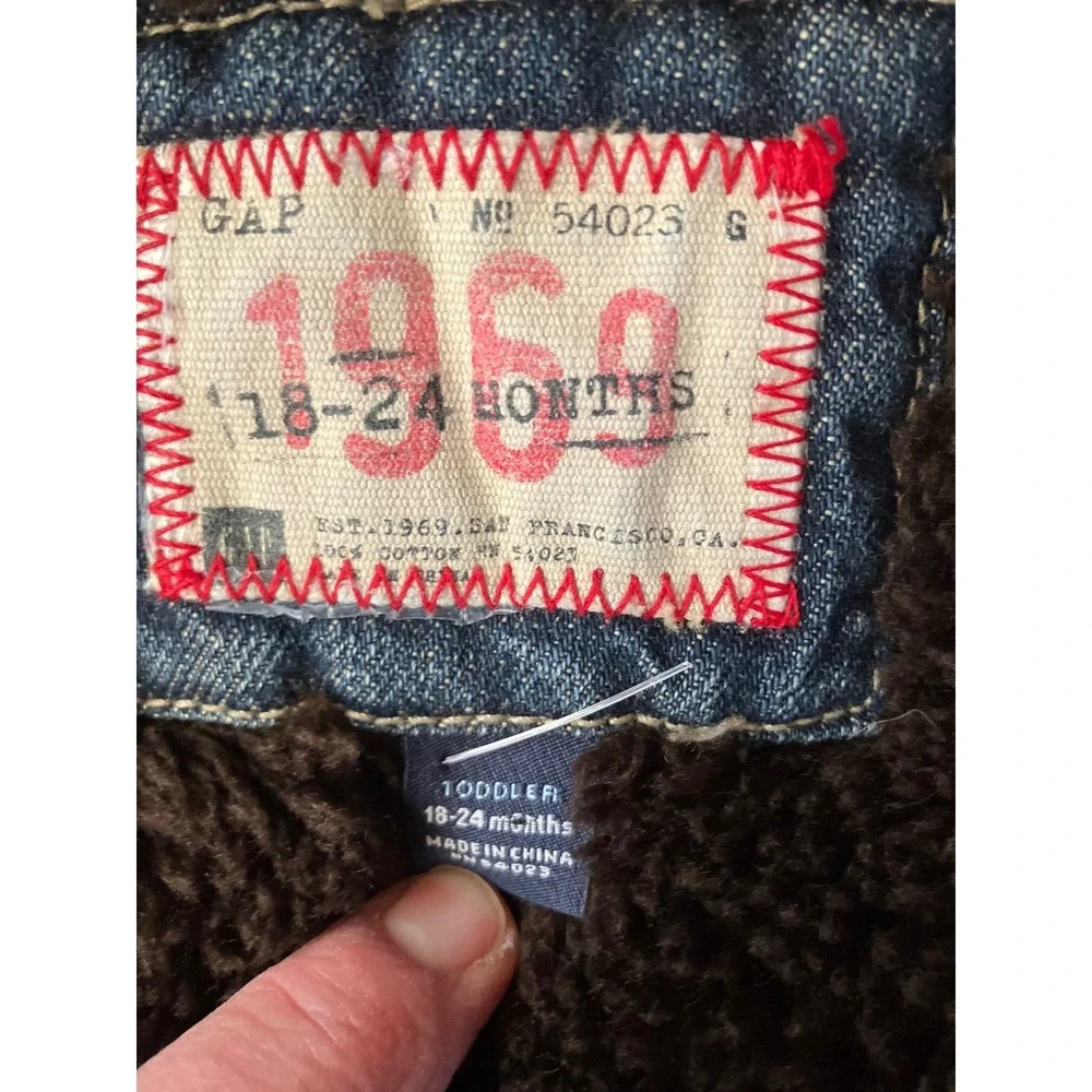 GAP Sherpa Lined Denim Jacket Baby Boy 18-24 Months‎ Fur Collar
